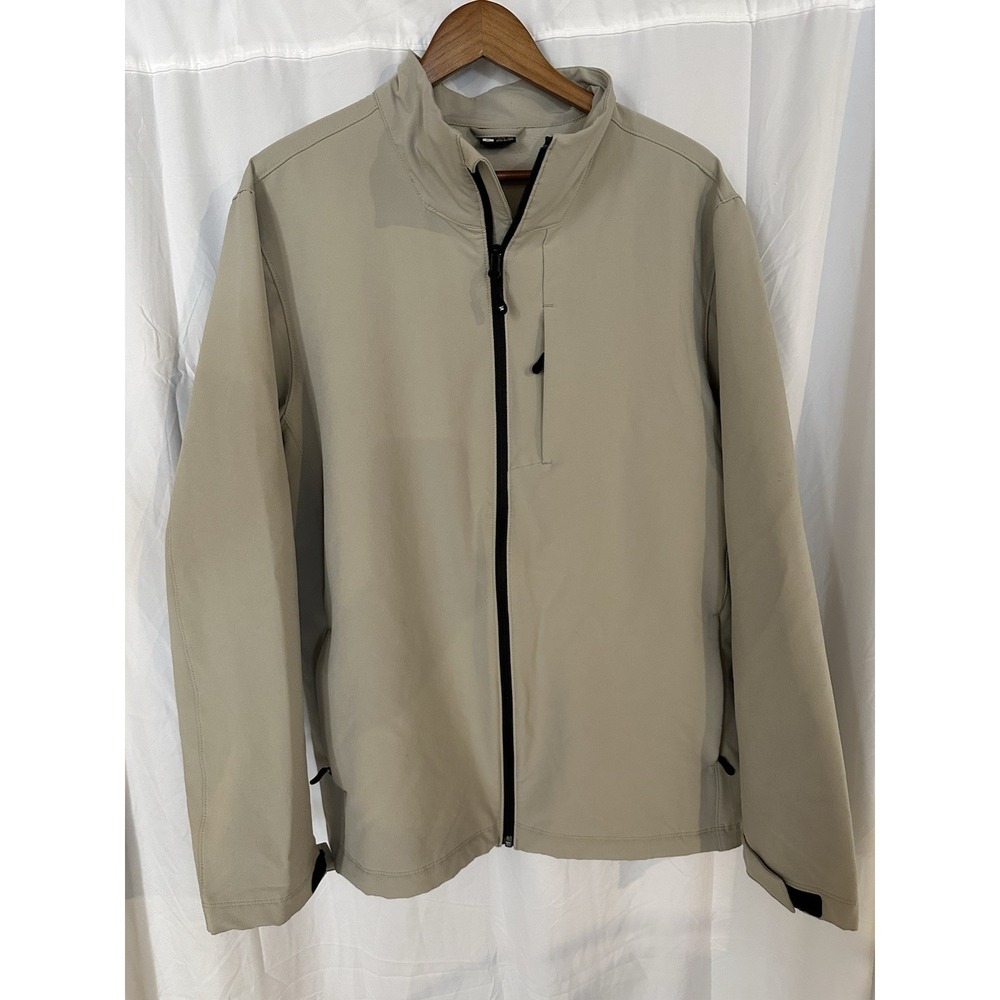 32 Degrees Heat Mens Softshell Jacket Tan Beige Full Zip Fleece Lined XL